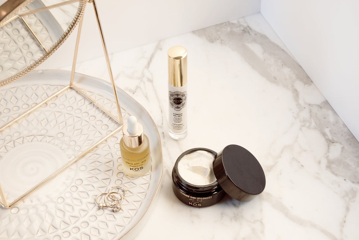 Crème des légendes, elixir des légendes et contour des yeux KOS PARIS